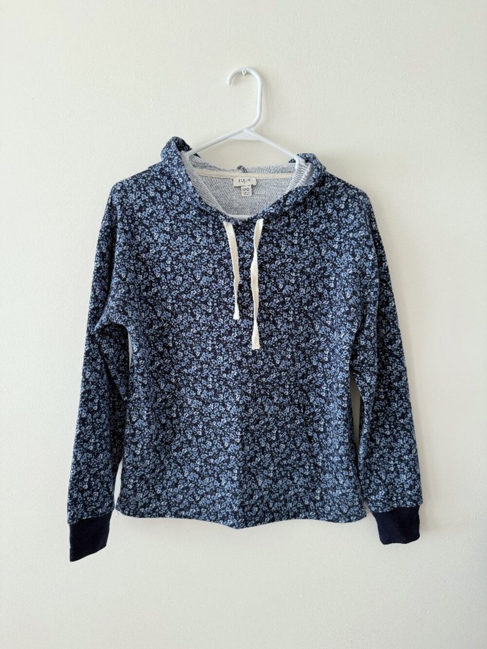 J. Crew Navy Floral Lightweight Terry Hoodie Pullover XXS